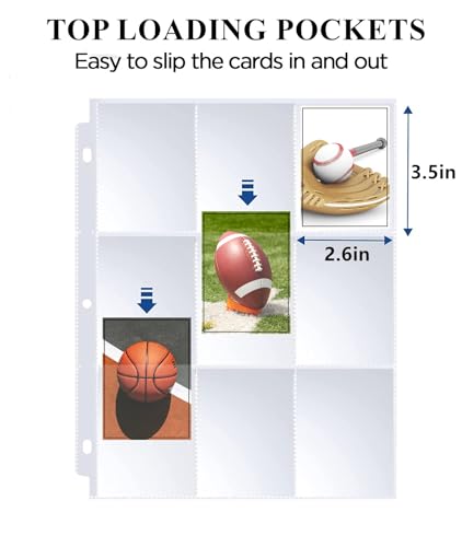 Yesogreat 900 Pockets Basketball Trading Card Binder Album with 50 Top-Loading Pages - 9 Pocket Variant