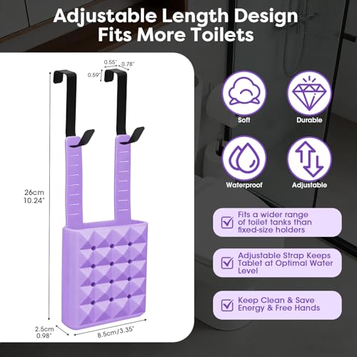Adjustable Toilet Tank Tablet Holder - Purple Silicone Basket