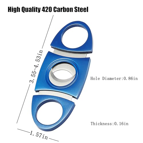 Bbsisgo Blue Refillable Windproof Double Jet Flame Lighter & Cutter Set