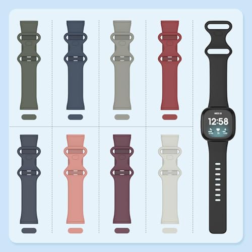 4 Pack Waterproof Fitbit Versa 3/4 & Sense 2 Watch Bands - Large Black, Grey & Navy