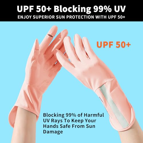 UV Protection Driving Gloves for Women - 2 Pairs Grey & Pink