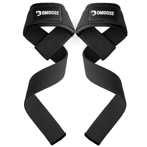 Padded Weightlifting Straps - 24" Cotton Wrist Straps with Silicone Grip - Black