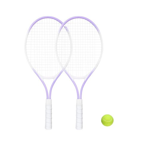 NEWSNOW Children's Tennis Racket for 2 Players, Suitable for Beginners, pre Worn 27 inch Lightweight Children's Racket, Suitable for Boys and Girls, Equipped with Tennis (Purple)