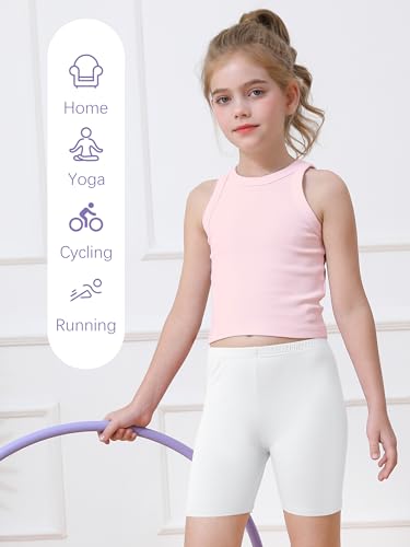 Toddler Girls Biker Shorts - Solid Bike & Dance Safety Shorts - 11-12 Years - Black, White, Mint, Light Purple, Rose, Light Yellow