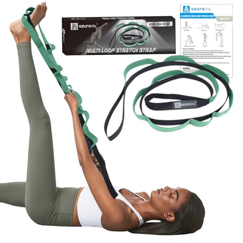 Half-Elastic Stretch Strap with 11 Loops - 68-Inch Yoga Band - Purist Blue