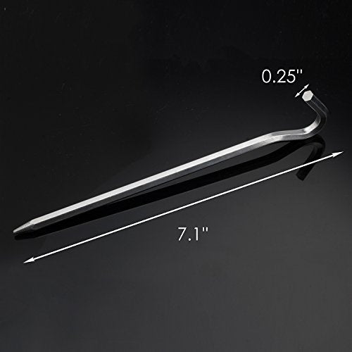7-Inch Aluminium Tent Stakes - Hexagon Rod Camping Pegs - Silver 12pcs