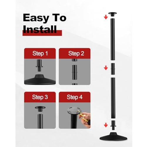 RoadHero Plastic Stanchion Post, Black Velvet Ropes and Poles with Weighted Base, Ropes Safety Barriers for Crowd Control, Party and Movie Theater, 2 PCS