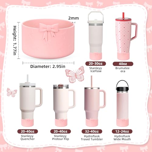 Silicone Boot for Stanley 20-40oz Tumbler - Pink Bow