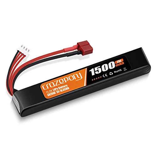 11.1V 1500mAh LiPo Airsoft Battery with T-Plug Connector