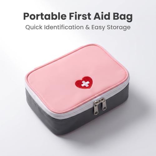 Pink Mini First Aid Kit - Portable Emergency Medicine Organizer