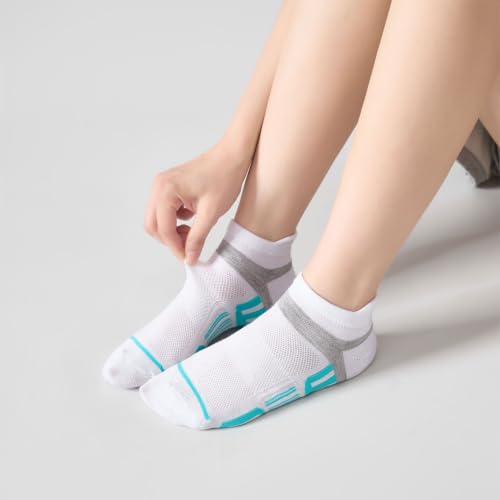 Shnn 15 Pairs Women's Ankle Socks - Breathable Casual Low Cut Socks with Heel Tab, White/Black/Gray, Size 6-10