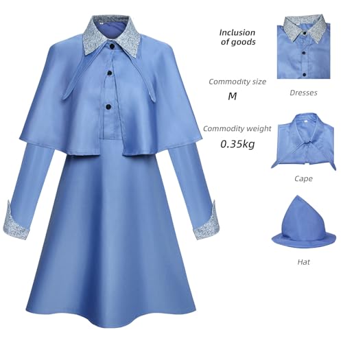 Blue Fleur Delacour Cosplay Dress with Hat & Cape - Small