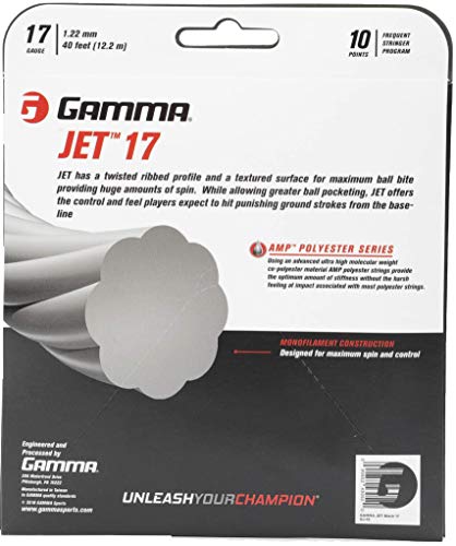 Gamma Jet Tennis String - AMP Polyester, 17g, Black - Maximum Control & Spin