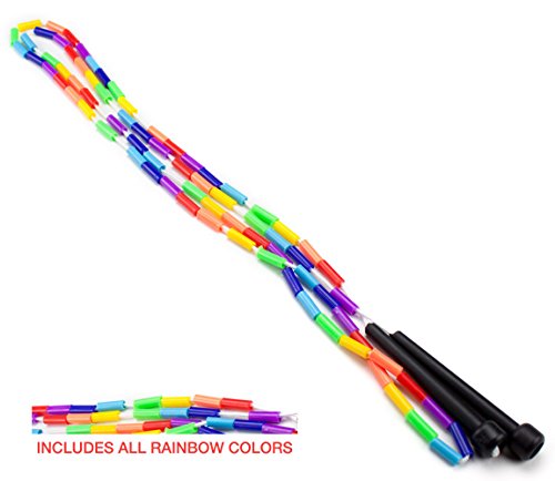 7-Foot Rainbow Beaded Jump Rope - Weighted Segmented Fitness Rope - Multicolor