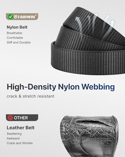 FAIRWIN Men's 1.25-Inch Nylon Ratchet Belt for Golf, Work & Tactical Pants - Black, XXXL (54-60" Waist)