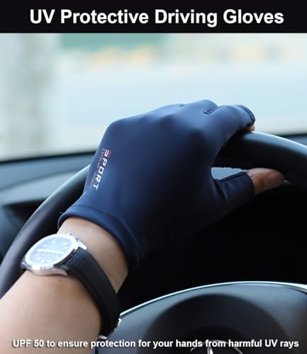Fingerless UV Protection Gloves - Large Black for Fishing & Paddling