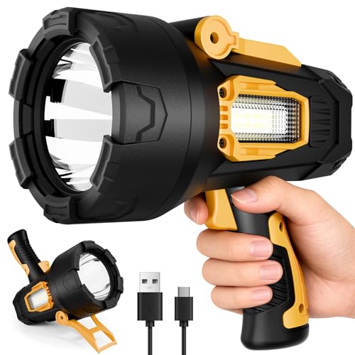 Polisak 2,000,000 Lumen Rechargeable LED Spotlight with Tripod for Camping, Boating, and Outdoor Search