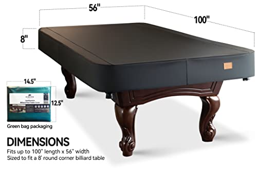 Heavy Duty Leatherette Pool Table Cover - Waterproof 8FT (Black Charcoal/Matte)