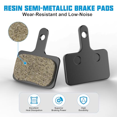 4 Pairs Resin Semi-Metallic Bicycle Disc Brake Pads for Mountain Bikes