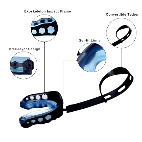 Football Mouth Guard - 2 Pack Youth & Adult Sports Mouthpieces with Strap