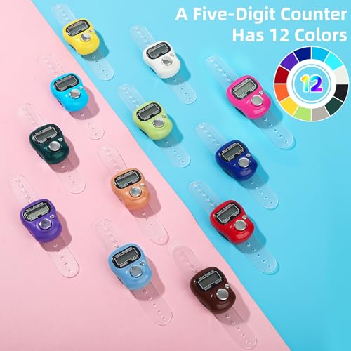 VZZNN 24-Pack Electronic Finger Counter Multicolor – 5-Digit Clicker Counter for Coaching, Golf, Fishing, Classrooms