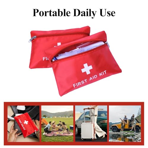 Mini First Aid Bag - Empty Zipper Pouch - Red 6 Pack (4.3 x 6.3 in)