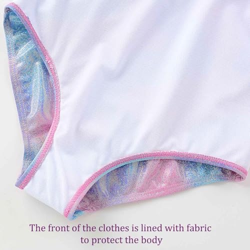Girls Mermaid One Piece Swimsuit - Quick Dry Backless Swimwear 4-10Y