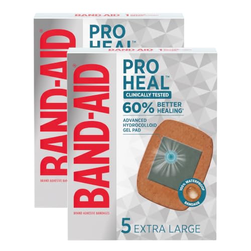Band-Aid Pro Heal Extra Large Waterproof Adhesive Bandages, 5 Count (Pack of 2)