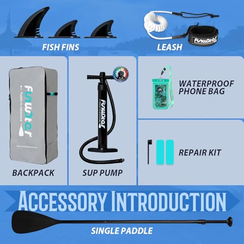 Inflatable Stand Up Paddle Board - 11' Blue Camouflage with Accessories
