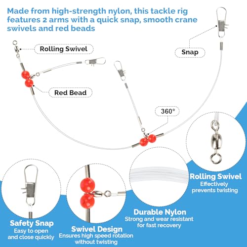 Fishing Leaders - 6 Pcs 2-Arm Swivels, Stainless Steel & Nylon