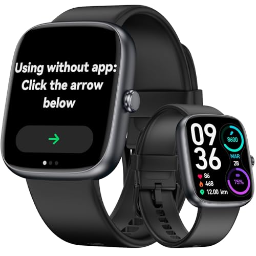 Senior-Friendly Pedometer Watch - Step Counter, Black, IP68 Water Resistant