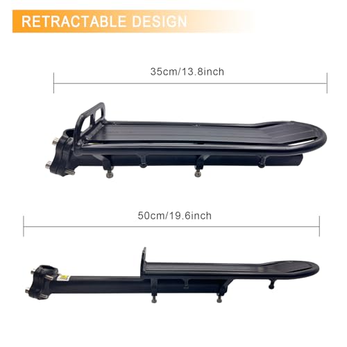 Adjustable Bicycle Rear Rack for Seatpost Mount - Aluminum Bike Cargo Carrier