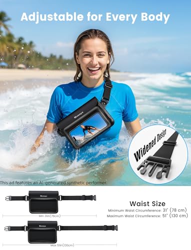 Niveaya Black & Black IPX8 Waterproof Floating Fanny Pack for Phone & Passport