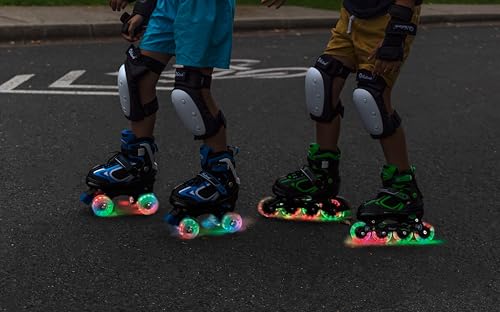 Adjustable Inline Skates for Kids with Light Up Wheels - Blue Medium