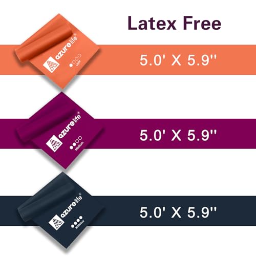 Resistance Bands - 5 FT Non-Latex Elastic Stretch Bands for Strength Training & Rehab - Set of 3