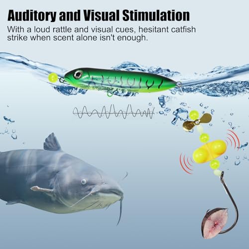 Catfish Float Rig with Rattling Propeller & Circle Hooks - 6/0 Hook Catfish Rig - 3 PCS