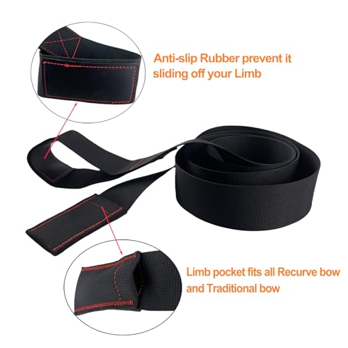 Recurve Bow Stringer Tool - Durable Nylon & Leather - Black
