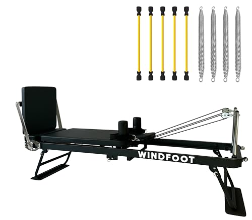 Pilates Reformer Machine with Jump Board - Foldable, Black