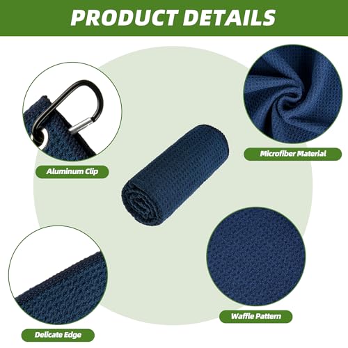 Navy Mile High Life Microfiber Golf Towels 3-Pack with Carabiner Clip