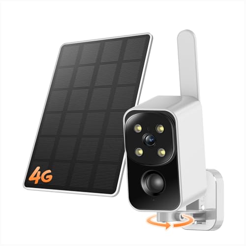 SEHMUA Cellular Security Camera, No WiFi Needed, 180¡Æ Auto Pan, Portable Outdoor&Indoor, Pre-Installed 4G LTE SIM Card, Solar Powered, PIR Motion Alerts, 2K Color Night Vision
