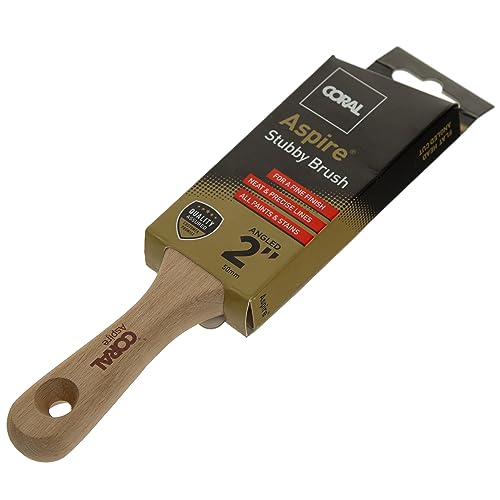 Coral 31723 Aspire 2 Inch Paint Brush - Professional Firm Angled Cut for Walls - Flat Stubby Short Profile - Ultra-Smooth Finish - Ideal for Emulsion or Gloss - FSC Wood Handle - House Painting
