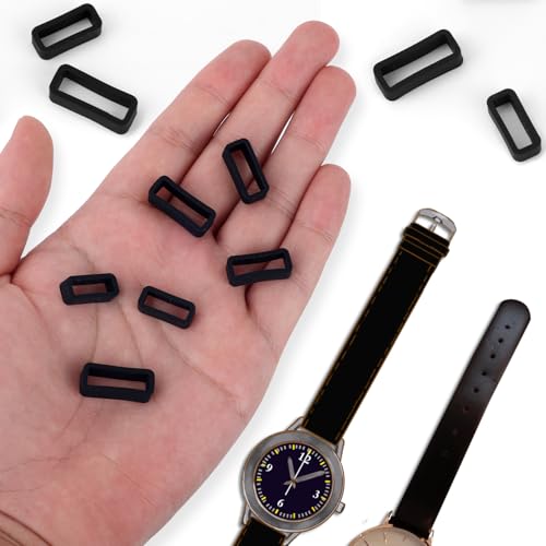 Silicone Watch Band Keepers - 6 Piece Replacement Loop Set - Black