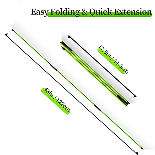 Golf Alignment Sticks - 48" Collapsible Training Aid, 2 Pack - Green