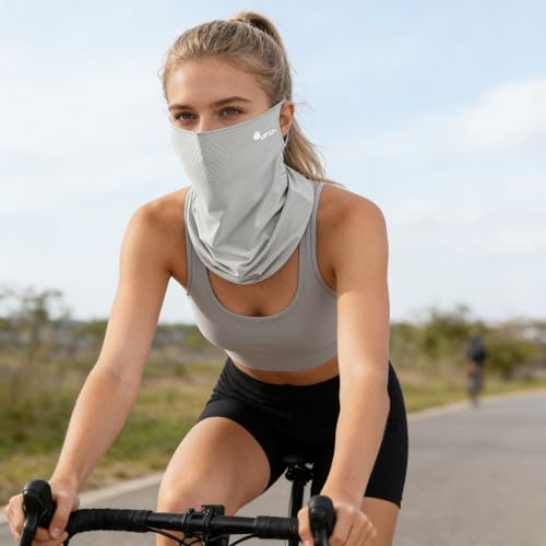 UV Protection Face Mask - Breathable Cooling Bandana - Light Gray, Medium