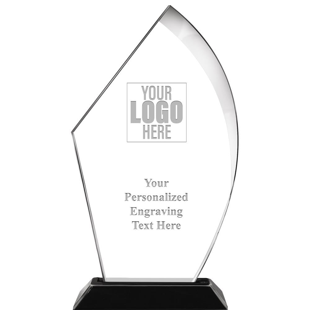 Crown Awards Custom Logo Recognition Voyage Acrylic Trophy, 11" Personalized Etch Engraved Acrylic Corporate Award