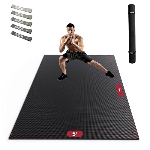 Large Non-Slip Exercise Mat - High Density 7'×5' - Thick Workout Mat for Home Gym