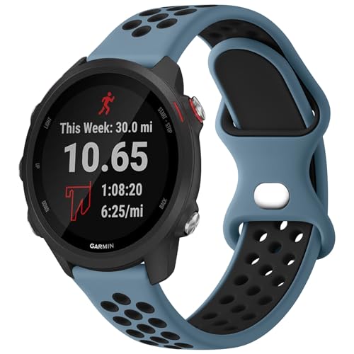 20mm Soft Silicone Sport Band for Garmin Forerunner 245/645 - Gray Blue-Black