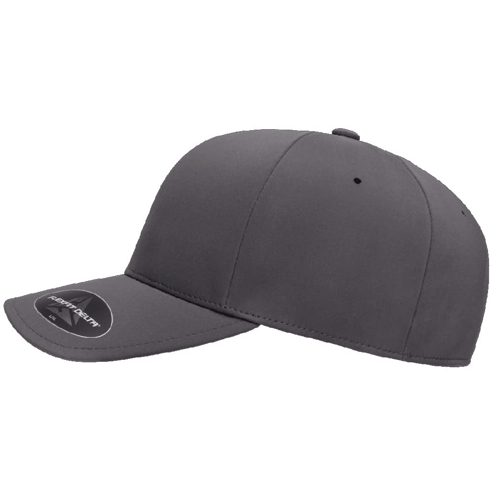 The Hat Pros Flexfit Delta 180 Seamless Stretch-Fitted Hat with 3-Layer Sweatband (Dark Grey, L/XL)