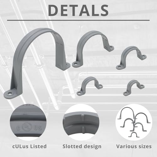 3/4 Inch 15pcs PVC Pipe Straps Reliable 2-Hole Plastic Conduit Clamps for Secure and Organized Mounting of PVC Pipes Conduits, and Cables UL Certified for Safety
