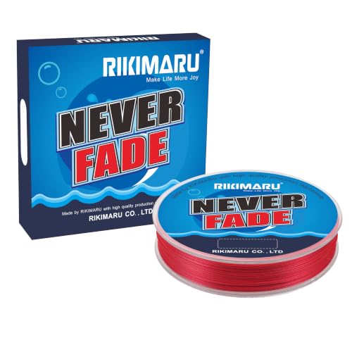 Rikimaru Never Fade Braided Fishing Line 10-80LB 150Yds, 300yds-Red / 40LB 8 Strands